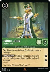 Prince John - Greediest of All - Rise of the Floodborn - Disney Lorcana card