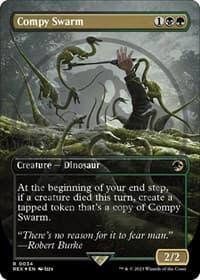 Compy Swarm (Borderless) (Emblem) - Universes Beyond: Jurassic World Collection - Magic: The Gathering card