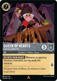 Queen of Hearts - Capricious Monarch - Rise of the Floodborn - Disney Lorcana card