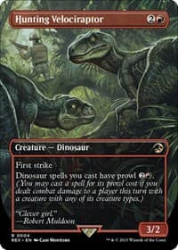 Hunting Velociraptor (Borderless) - Universes Beyond: Jurassic World Collection - Magic: The Gathering card