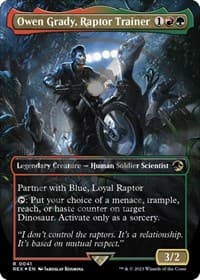 Owen Grady, Raptor Trainer (Borderless) (Emblem) - Universes Beyond: Jurassic World Collection - Magic: The Gathering card