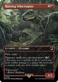 Hunting Velociraptor (Borderless) (Emblem) - Universes Beyond: Jurassic World Collection - Magic: The Gathering card