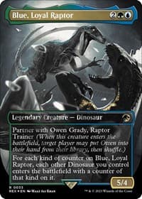 Blue, Loyal Raptor (Borderless) (Emblem) - Universes Beyond: Jurassic World Collection - Magic: The Gathering card