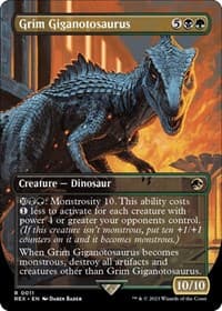 Grim Giganotosaurus (Borderless) - Universes Beyond: Jurassic World Collection - Magic: The Gathering card