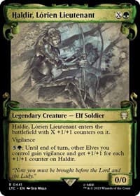 Haldir, Lorien Lieutenant (Showcase Scrolls) - Commander: The Lord of the Rings: Tales of Middle-earth - Magic: The Gathering card
