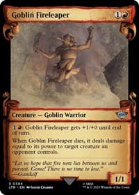 Goblin Fireleaper (Showcase Scrolls) - Universes Beyond: The Lord of the Rings: Tales of Middle-earth - Magic: The Gathering card