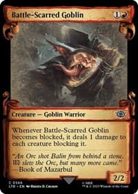 Battle-Scarred Goblin (Showcase Scrolls) - Universes Beyond: The Lord of the Rings: Tales of Middle-earth - Magic: The Gathering card