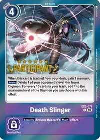 Death Slinger (Digimon 3-On-3 Participation) - Digital Hazard - Digimon Card Game card