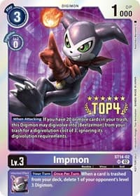 Impmon (Digimon 3-On-3 Top 4) - Starter Deck 14: Beelzemon Advanced Deck Set - Digimon Card Game card