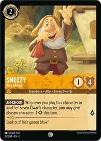 Sneezy - Very Allergic - Rise of the Floodborn - Disney Lorcana card