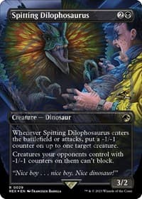 Spitting Dilophosaurus (Borderless) (Emblem) - Universes Beyond: Jurassic World Collection - Magic: The Gathering card
