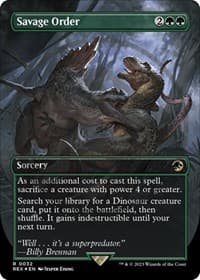 Savage Order (Borderless) (Emblem) - Universes Beyond: Jurassic World Collection - Magic: The Gathering card