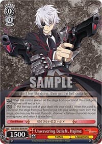 Unwavering Beliefs, Hajime - Arifureta: From Commonplace to World's Strongest - Weiss Schwarz card