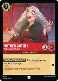 Mother Gothel - Withered and Wicked - Rise of the Floodborn - Disney Lorcana card