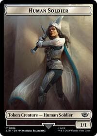 Human Soldier (0014) // Food (0024) Double-Sided Token (Surge Foil) - Universes Beyond: The Lord of the Rings: Tales of Middle-earth - Magic: The Gathering card