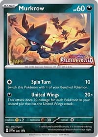 Murkrow - 021 (Prerelease) [Staff] - SV: Scarlet & Violet Promo Cards - Pokemon card