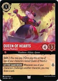Queen of Hearts - Sensing Weakness - Rise of the Floodborn - Disney Lorcana card