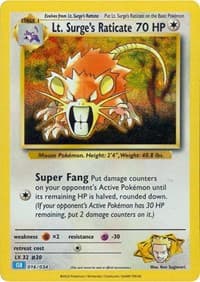 Lt. Surge's Raticate - Trading Card Game Classic - Pokemon card