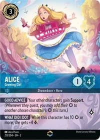 Alice - Growing Girl (Enchanted) - Rise of the Floodborn - Disney Lorcana card