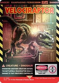 Velociraptor - Rampaging Ferocidon (Rainbow Foil) - Secret Lair Drop Series - Magic: The Gathering card