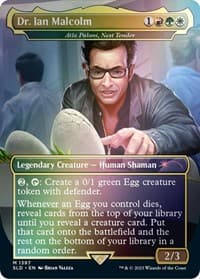 Dr. Ian Malcolm - Atla Palani, Nest Tender (Rainbow Foil) - Secret Lair Drop Series - Magic: The Gathering card
