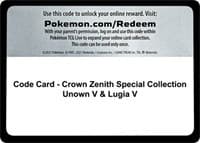 Code Card - Crown Zenith Special Collection [Unown V & Lugia V] - SWSH: Crown Zenith - Pokemon card