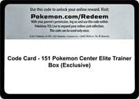 Code Card - 151 Pokemon Center Elite Trainer Box (Exclusive) - SV: Scarlet & Violet 151 - Pokemon card