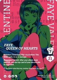 Faye, Queen of Hearts (Alternate Art) - Challenger Series: Cowboy Bebop and Trigun Stampede - UniVersus card