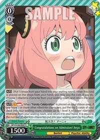 Congratulations on Admission! Anya - SPY x FAMILY - Weiss Schwarz card
