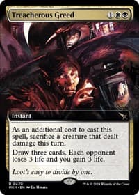 Treacherous Greed (Extended Art) - Murders at Karlov Manor - Magic: The Gathering card