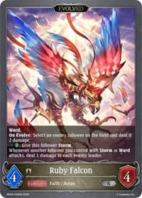 Ruby Falcon (Evolved) - P28EN (Foil) - BP03: Flame of Laevateinn - Shadowverse: Evolve card