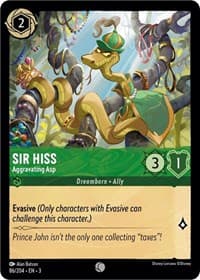 Sir Hiss - Aggravating Asp - Into the Inklands - Disney Lorcana card