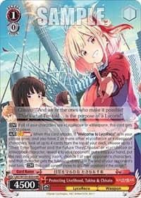 Protecting Livelihood, Takina & Chisato - Lycoris Recoil - Weiss Schwarz card