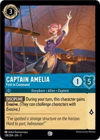 Captain Amelia - First in Command - Into the Inklands - Disney Lorcana card