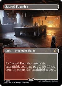 Sacred Foundry (Borderless) - Ravnica: Clue Edition - Magic: The Gathering card