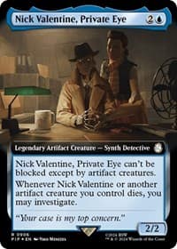 Nick Valentine, Private Eye (Extended Art) (Surge Foil) - Universes Beyond: Fallout - Magic: The Gathering card