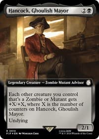 Hancock, Ghoulish Mayor (Extended Art) (Surge Foil) - Universes Beyond: Fallout - Magic: The Gathering card