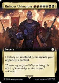 Ruinous Ultimatum (Extended Art) - Universes Beyond: Fallout - Magic: The Gathering card