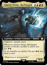 Liberty Prime, Recharged (Extended Art) (Surge Foil) - Universes Beyond: Fallout - Magic: The Gathering card