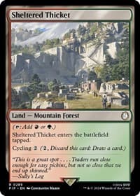 Sheltered Thicket - Universes Beyond: Fallout - Magic: The Gathering card