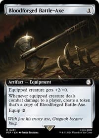Bloodforged Battle-Axe (Extended Art) - Universes Beyond: Fallout - Magic: The Gathering card