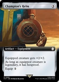 Champion's Helm (Extended Art) - Universes Beyond: Fallout - Magic: The Gathering card