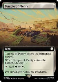 Temple of Plenty (Extended Art) (Surge Foil) - Universes Beyond: Fallout - Magic: The Gathering card