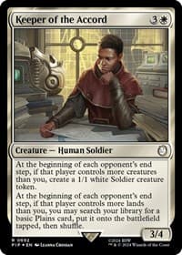 Keeper of the Accord (Surge Foil) - Universes Beyond: Fallout - Magic: The Gathering card