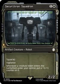 Securitron Squadron (Showcase) (Surge Foil) - Universes Beyond: Fallout - Magic: The Gathering card