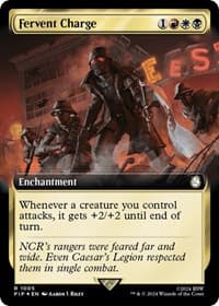 Fervent Charge (Extended Art) (Surge Foil) - Universes Beyond: Fallout - Magic: The Gathering card