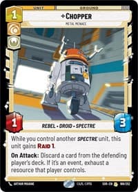 Chopper - Metal Menace - Spark of Rebellion - Star Wars: Unlimited card