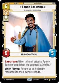 Lando Calrissian - Responsible Businessman - Spark of Rebellion - Star Wars: Unlimited card