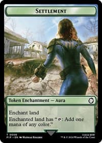 Settlement // Human Soldier Double-Sided Token - Universes Beyond: Fallout - Magic: The Gathering card
