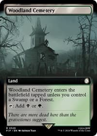 Woodland Cemetery (Extended Art) - Universes Beyond: Fallout - Magic: The Gathering card